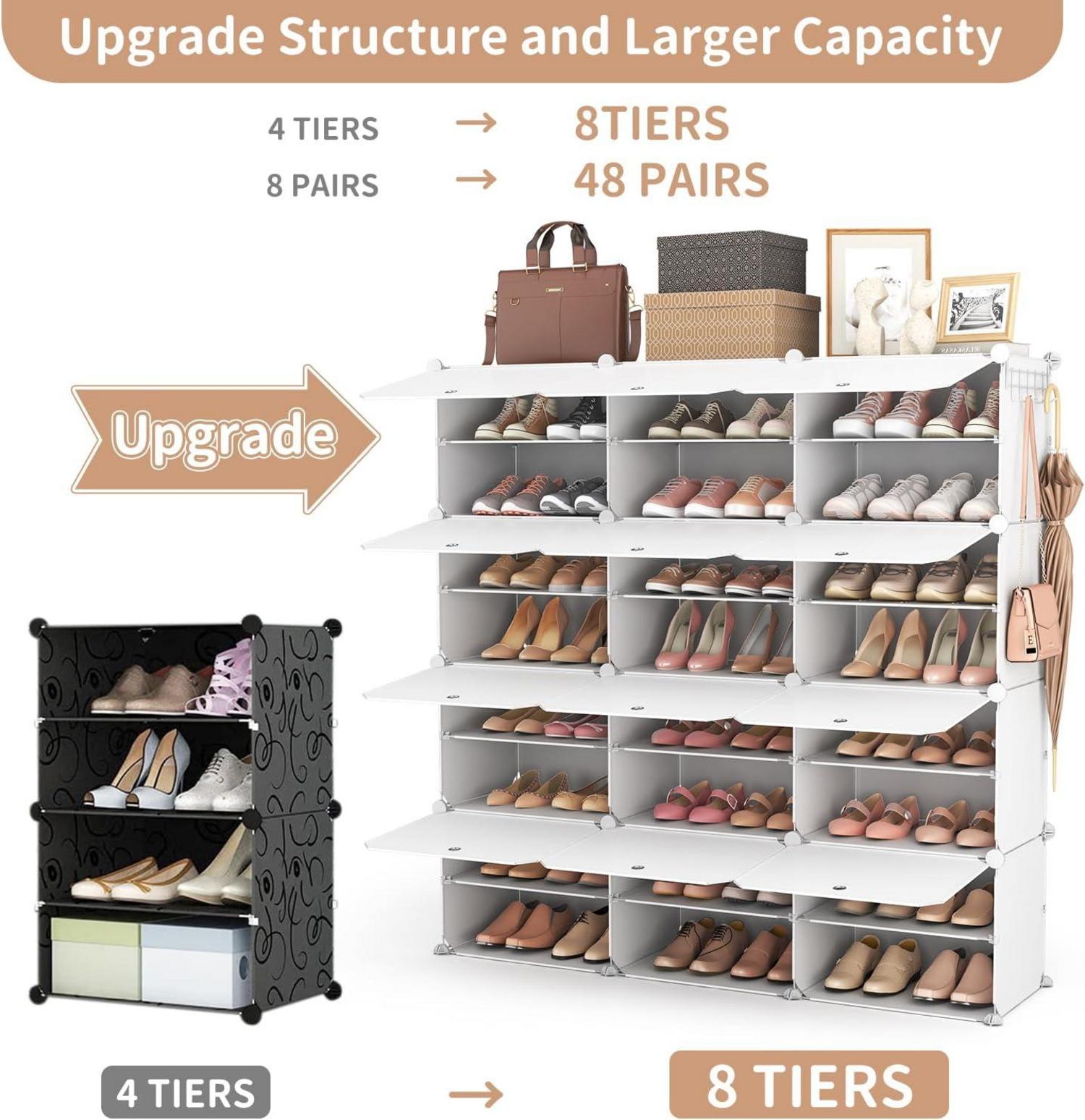 Schuhregal 8 Etagen Organizer 48 Paar Schuhschrank Tragbar