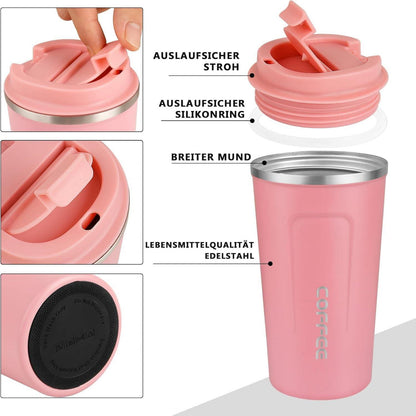 Thermobecher Edelstahl Kaffeebecher Vakuumisolierter 510 ml Rosa