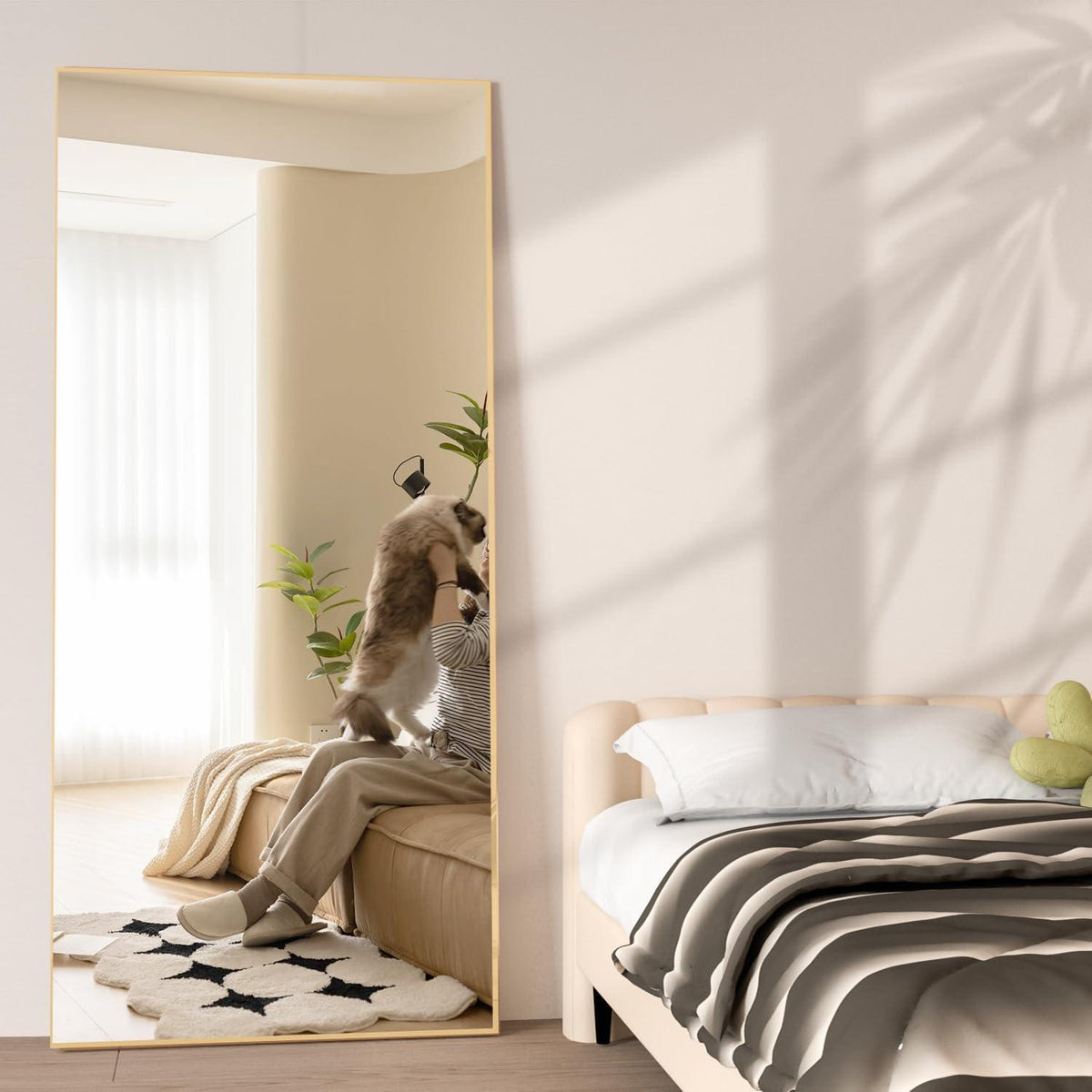 Großer Ganzkörperspiegel 165x60cm Gold – Wand- oder Standspiegel