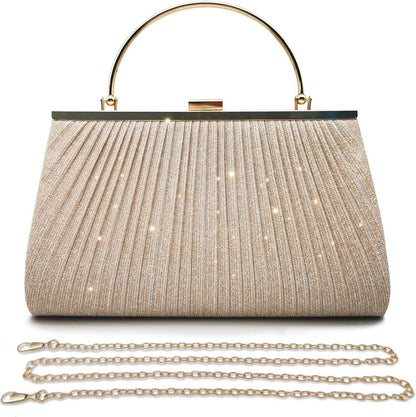 Glitzer Clutch Abendtasche Damen Elegante Brauttasche Gold