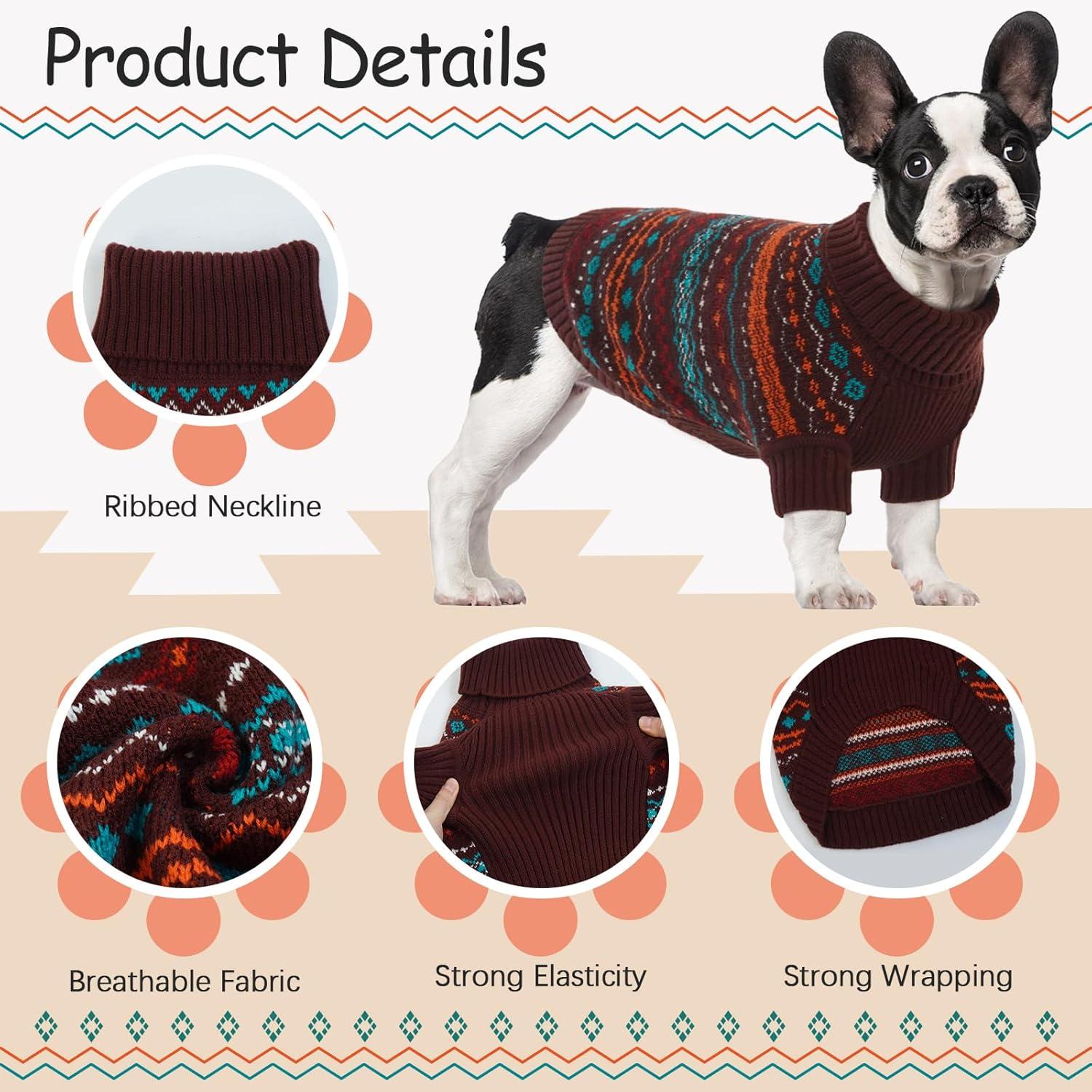 Hundepullover Bohemian Stil Weich Warm mit Beinen und Rollkragen