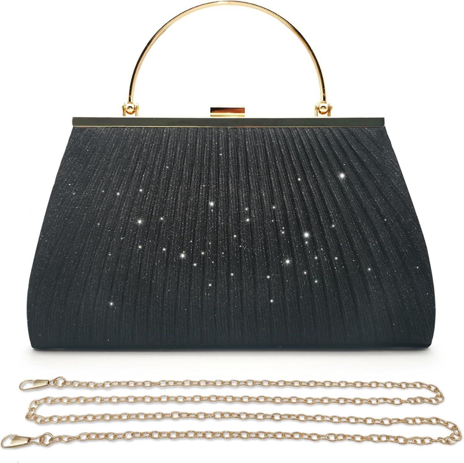 Elegante Glitzer Clutch für Hochzeit Party Schwarz