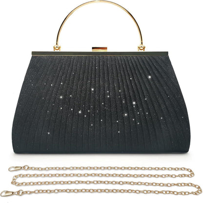 Elegante Glitzer Clutch für Hochzeit Party Schwarz