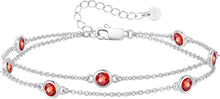 Damen Armband mit Geburtssteinen 925 Silber Doppelt Layered