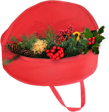 Rote Weihnachtskranz Aufbewahrung Tasche mit Dual-Reißverschlüssen