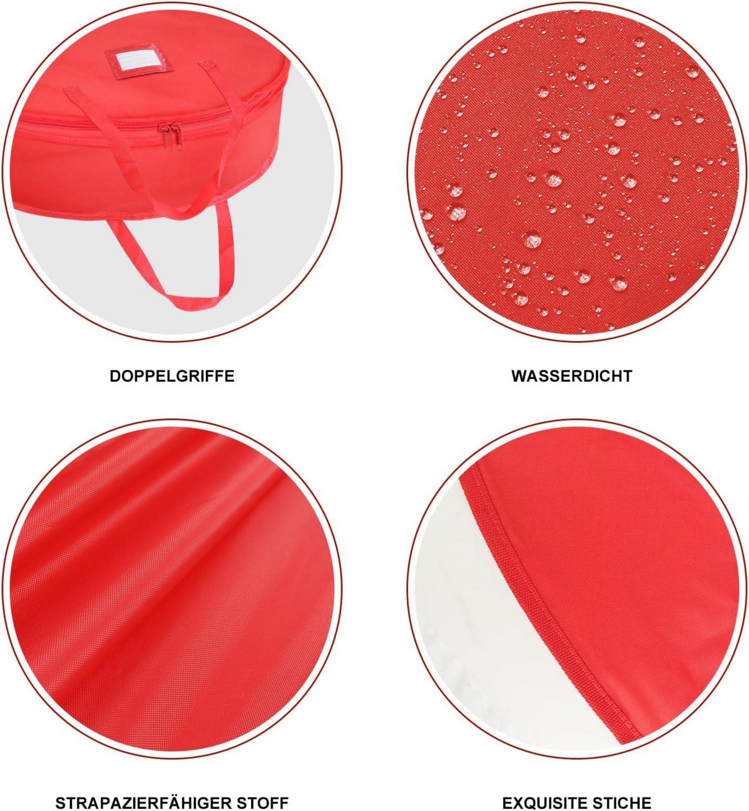 Rote Weihnachtskranz Aufbewahrung Tasche mit Dual-Reißverschlüssen