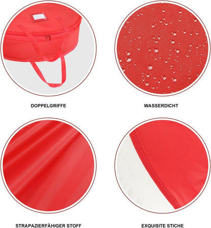 Rote Weihnachtskranz Aufbewahrung Tasche mit Dual-Reißverschlüssen