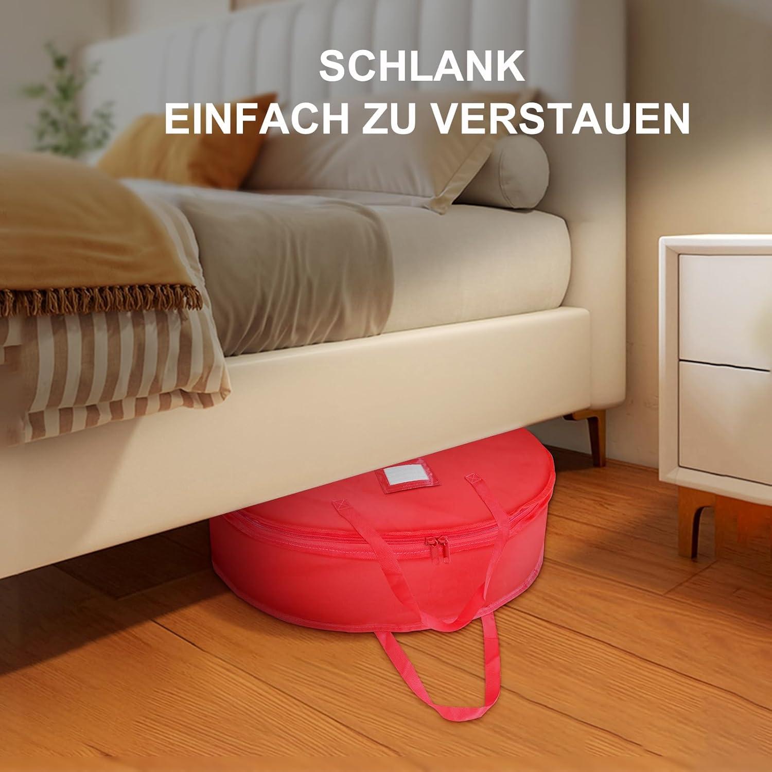 Rote Weihnachtskranz Aufbewahrungstasche mit Griffen - 92x20cm