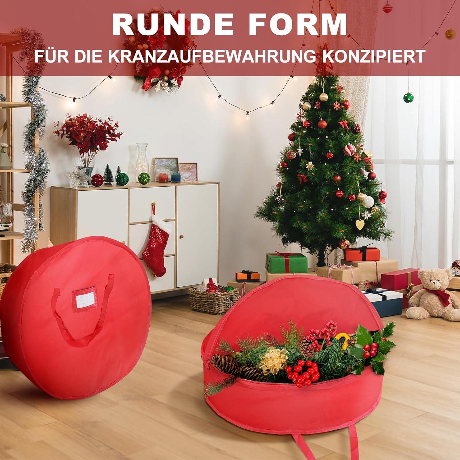Rote Weihnachtskranz Aufbewahrungstasche mit Griffe & Dual