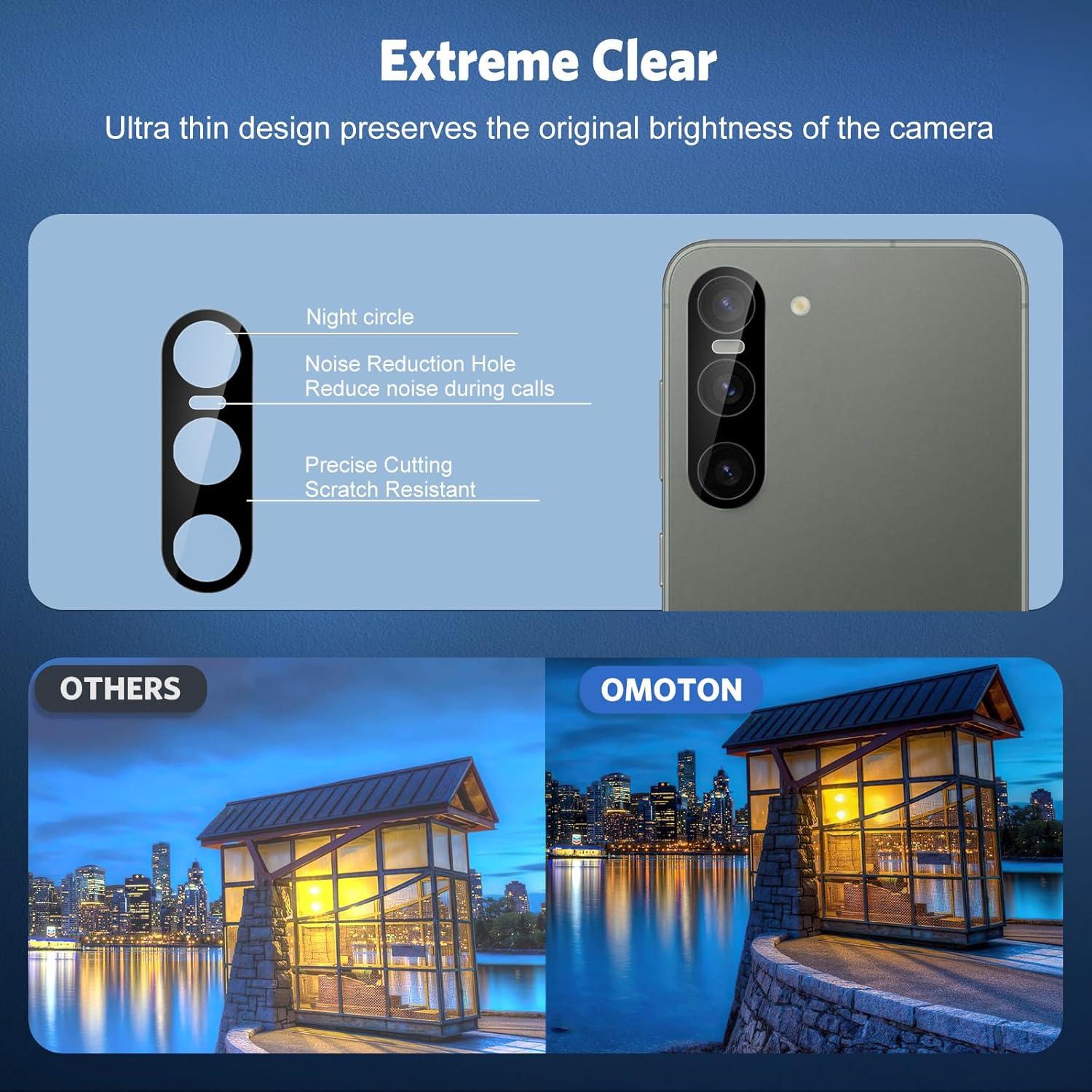 OMOTON Panzer Schutzglas für Samsung Galaxy S23, Fingerabdrucksensor, 2+2 Stück