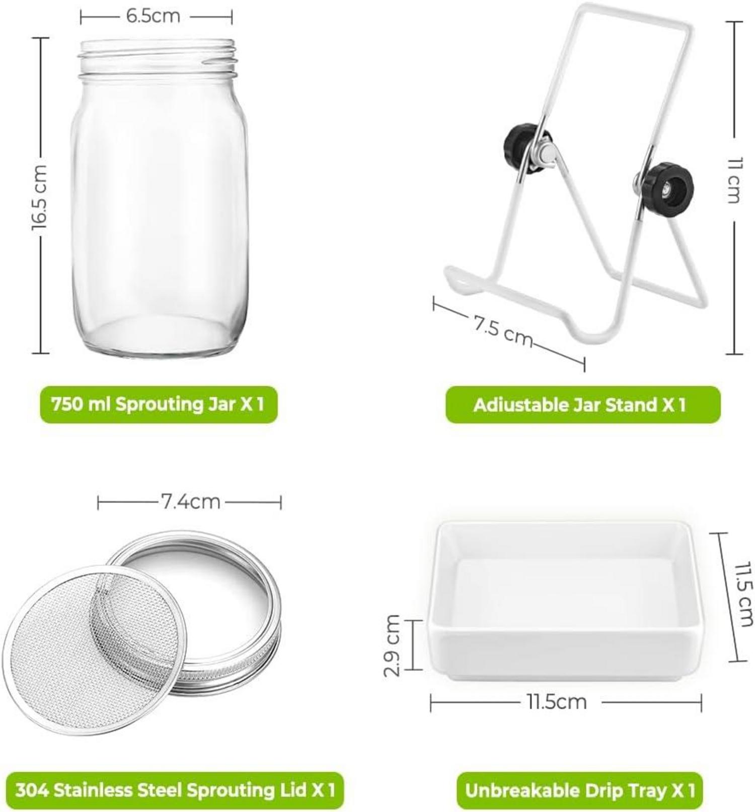 Sprossen Keimglas Set Sprouting Jar 304-Edelstahl Filter Ständer 750ml Silber