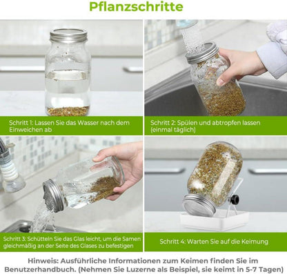 Sprossen Keimglas Sprouting Jar 750ml Set Edelstahl 304 Standfilt