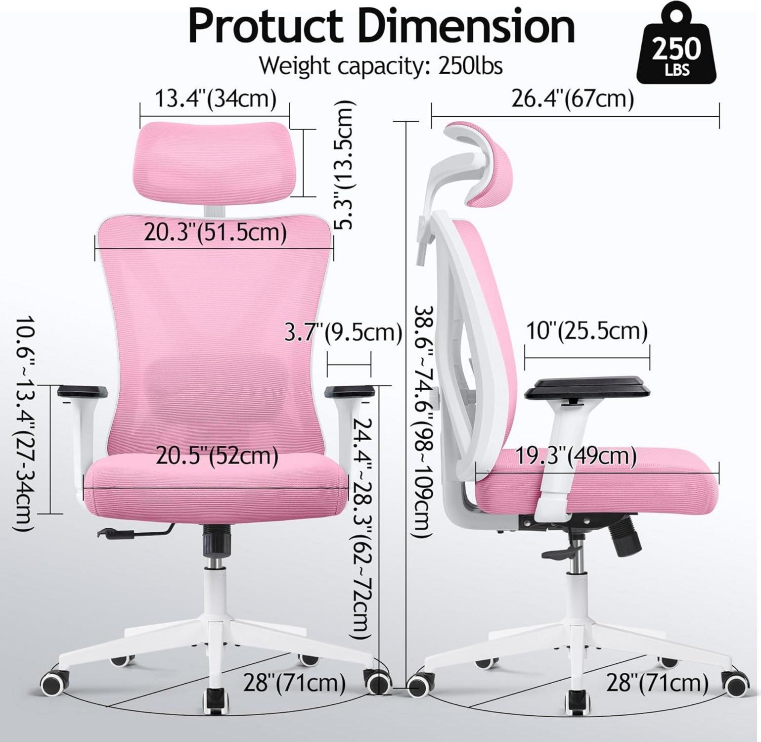 Ergonomischer Bürostuhl mit Verstellbarer Kopfstütze und
