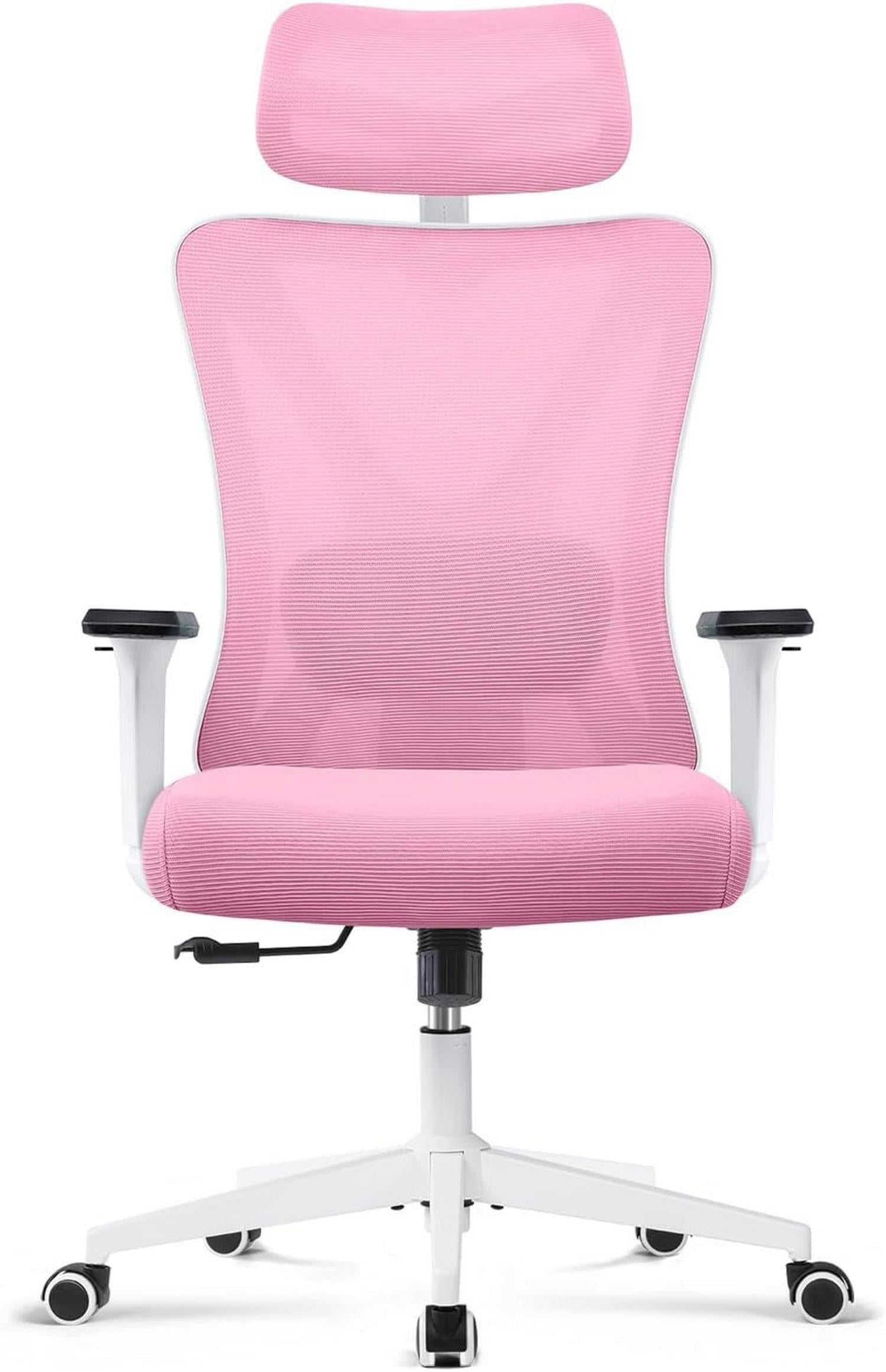 Ergonomischer Bürostuhl mit Kopfstütze, Lendenwirbelstütze, 130° Schaukelfunktion