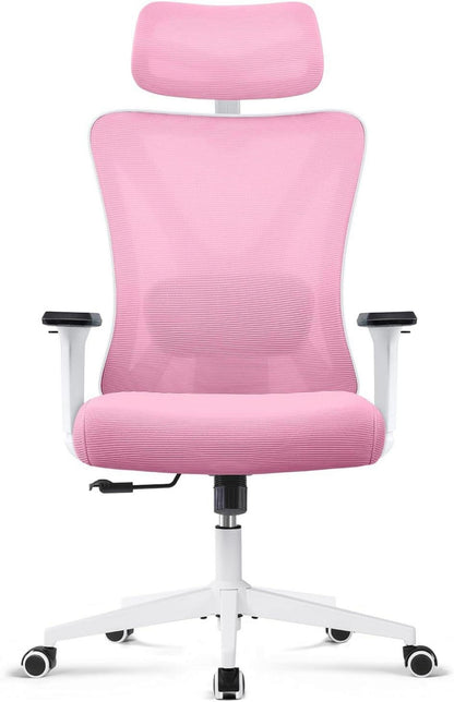 Ergonomischer Bürostuhl mit Kopfstütze, Lendenwirbelstütze, 130° Schaukelfunktion