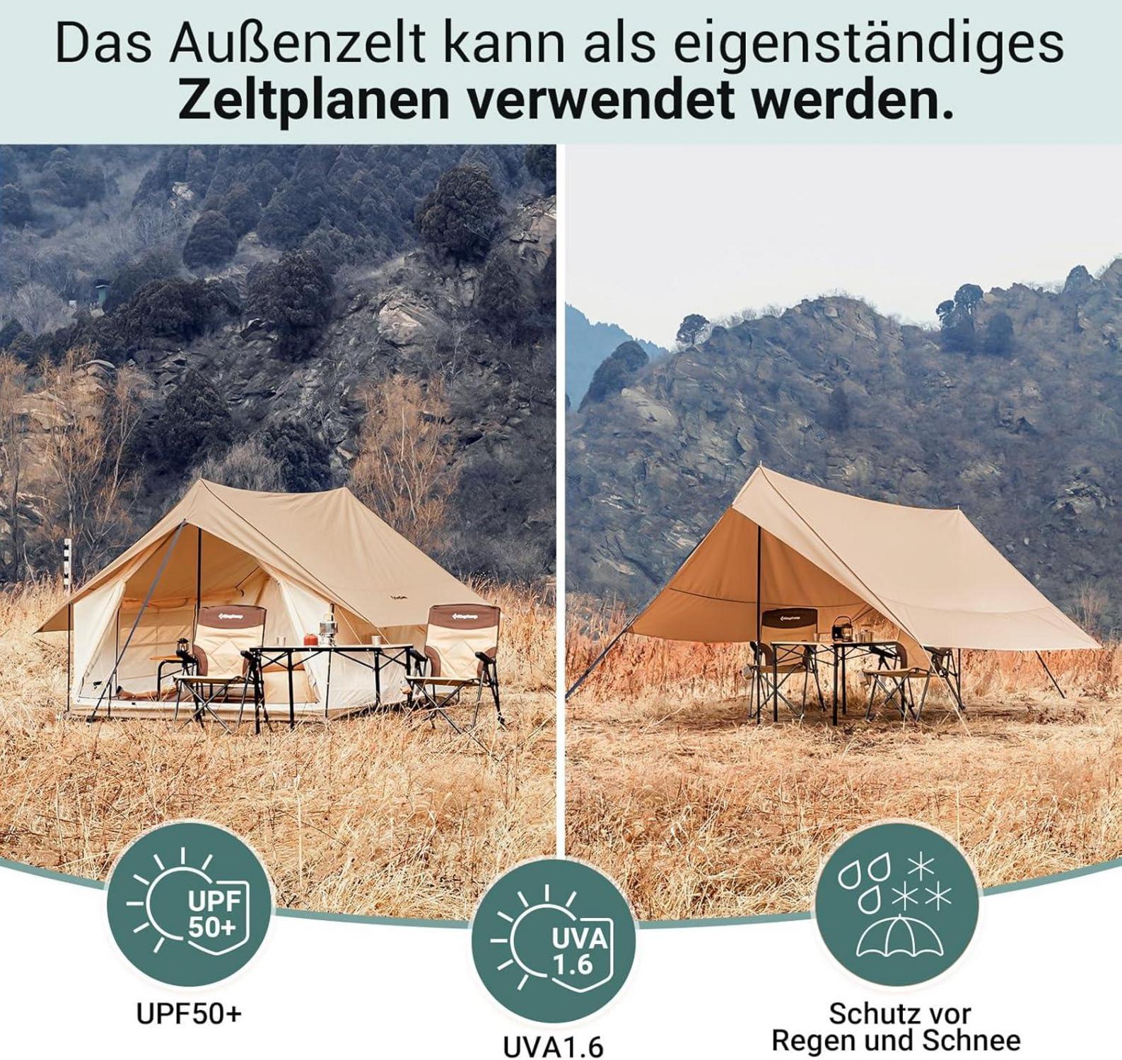 KingCamp Campingzelt 4-5 Personen wasserdicht Panoramafenster