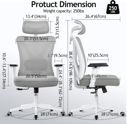 Ergonomischer Bürostuhl mit Verstellbarer Kopfstütze und