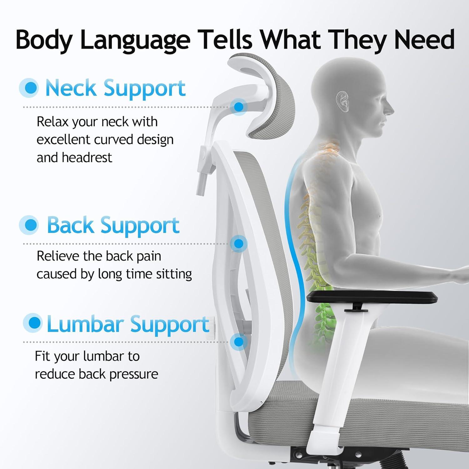 Ergonomischer Bürostuhl mit verstellbarer Kopfstütze und