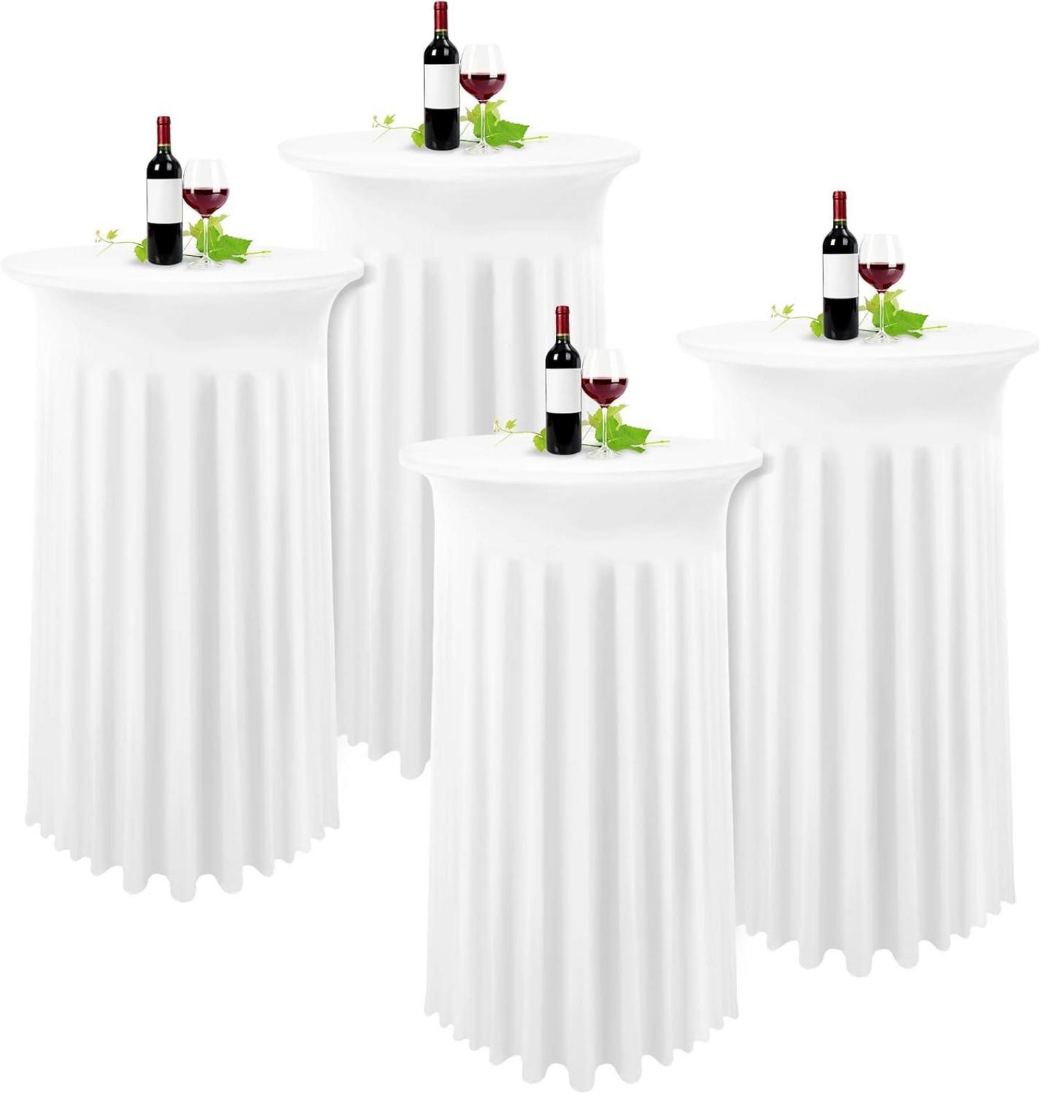Weiße Cocktail Spandex Stretch Tischdecke mit Rock 80x110cm - 4er Set