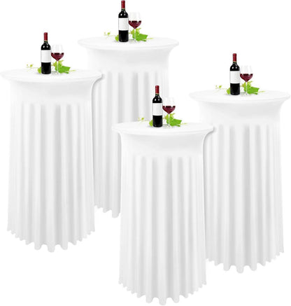 Weiße Cocktail Spandex Stretch Tischdecke mit Rock 80x110cm - 4er Set