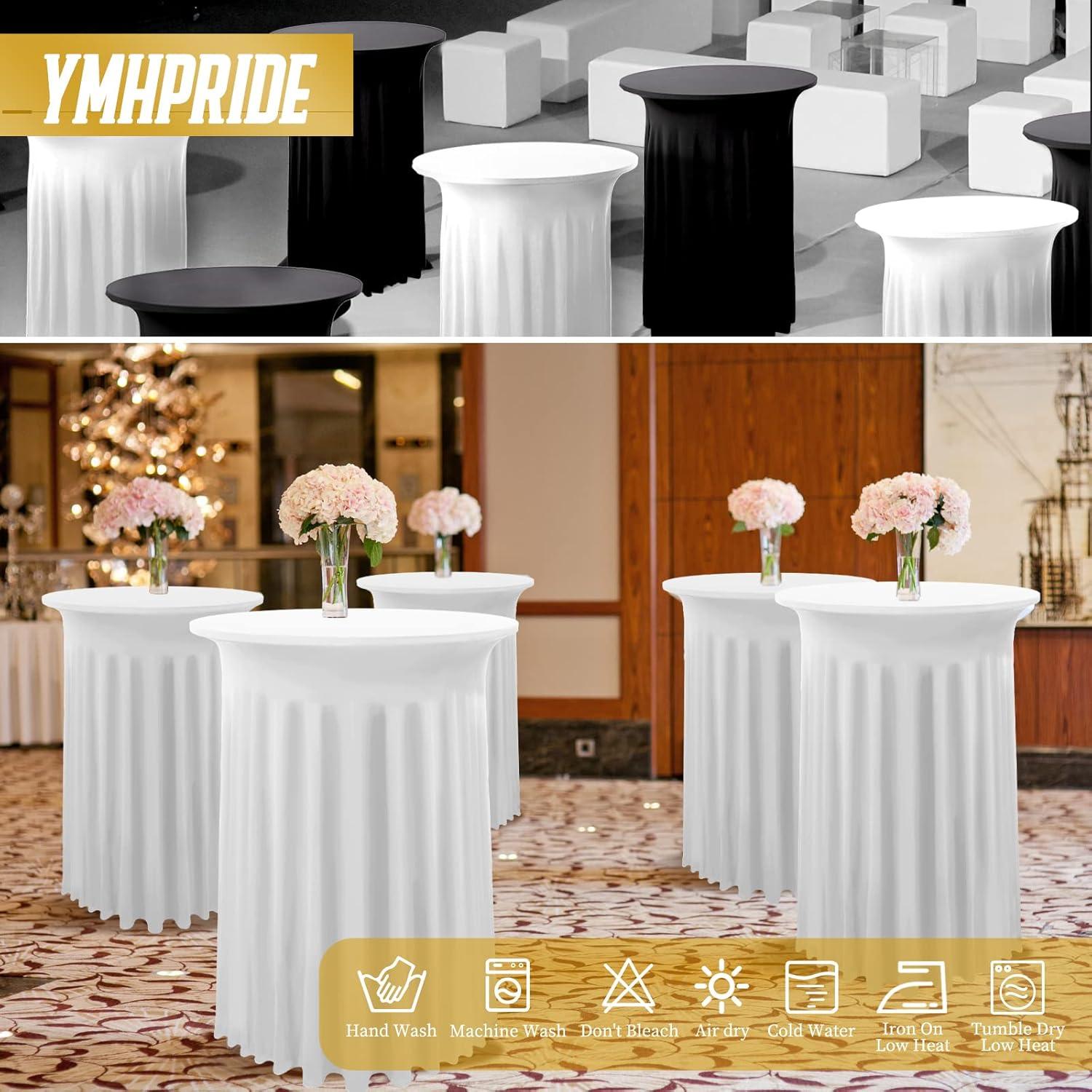 4er Pack Weiße Spandex Cocktail Tischdecke mit Rock 80x110cm - Party Hochzeit