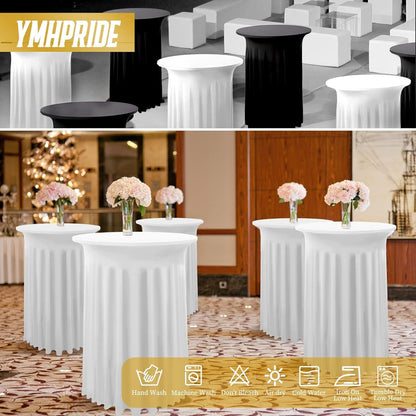 4er Pack Weiße Spandex Cocktail Tischdecke mit Rock 80x110cm - Party Hochzeit