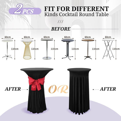 Schwarze Spandex Stretch Cocktail Tischdecke Set 2 Stück 60x110cm