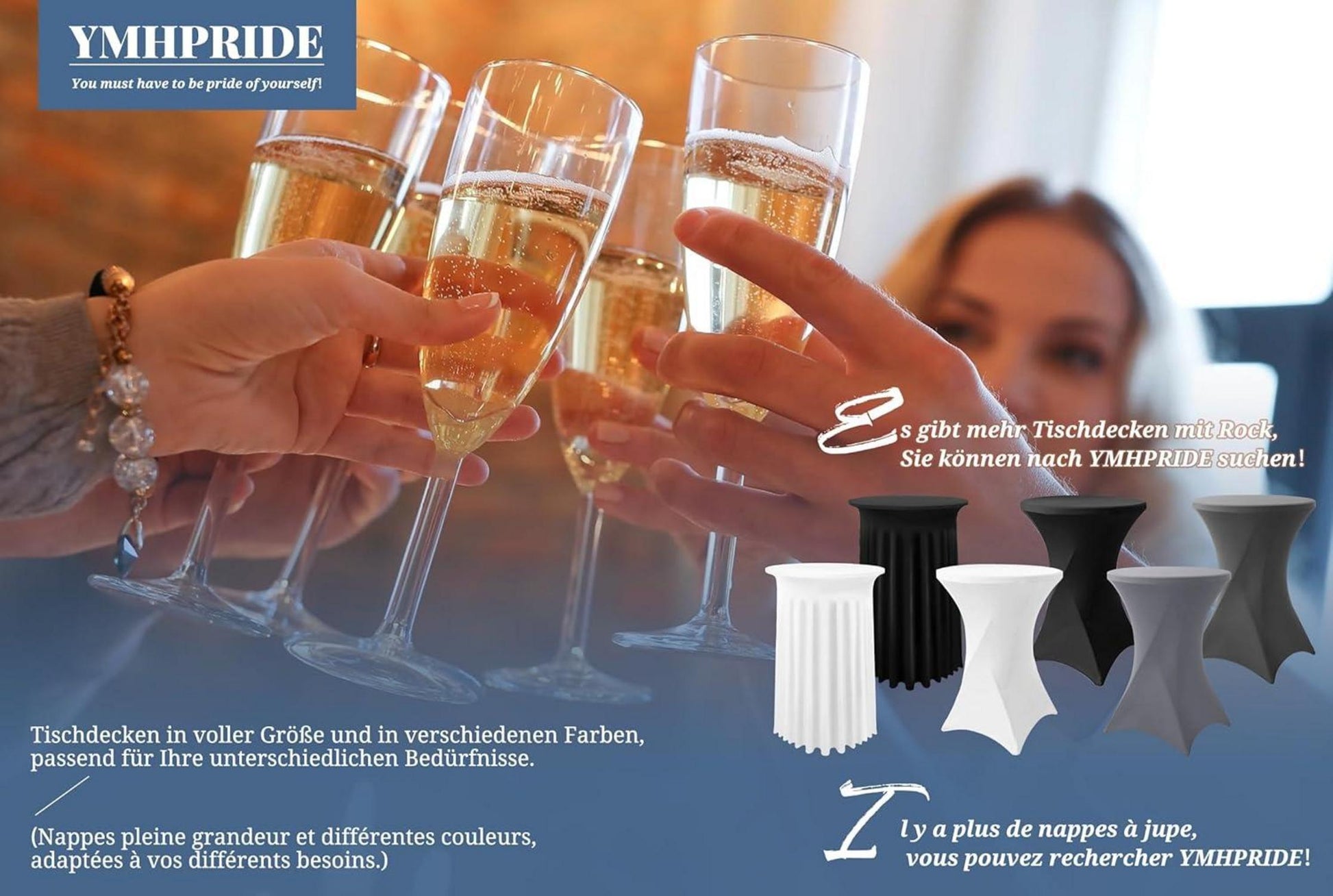 6er-Set Weiße Stretch Stehtisch Husse Bistrotisch Tischdecke Ø 60-65 cm Spandex Stretch Bankett Hochzeit Geburtstagsfeier 60×110cm