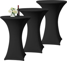 Schwarze Stretch Stehtisch Husse 3er-Set Ø 60-65 cm Spandex Tischdecke