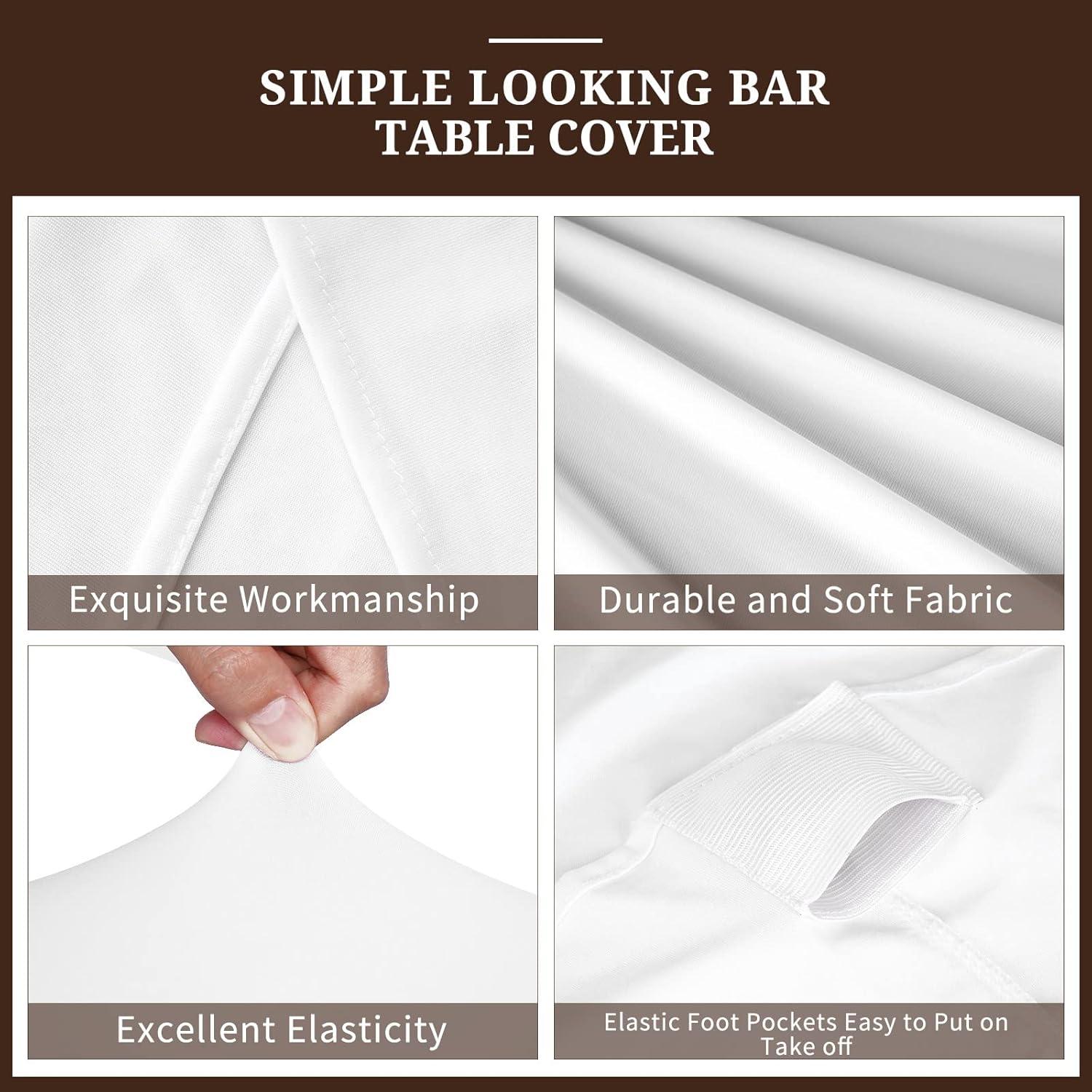 3er-Set Weiße Stretch Stehtisch Husse Ø 60-65 cm Spandex Stretch