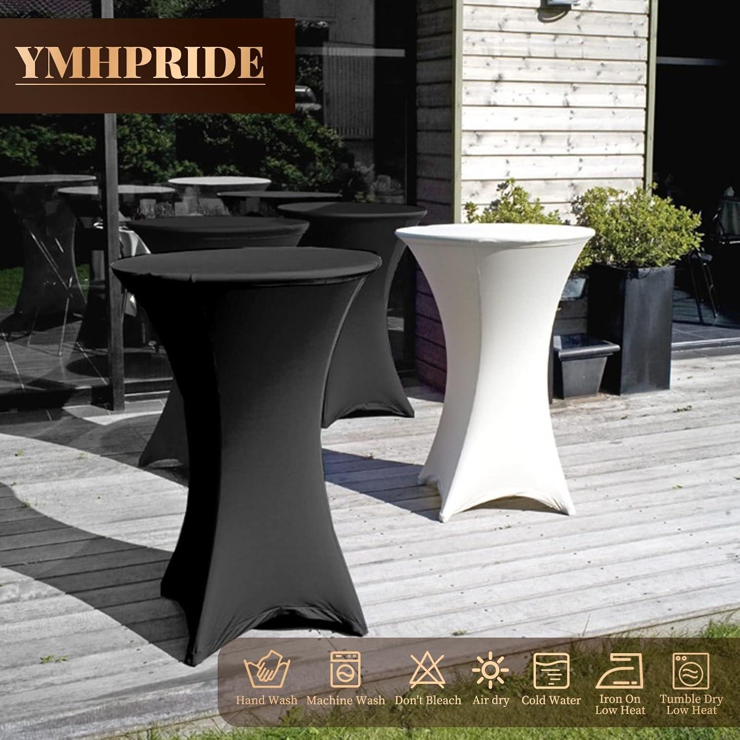 3er-Set Weiße Stretch Stehtisch Husse für Bistrotisch Ø 60-65 cm