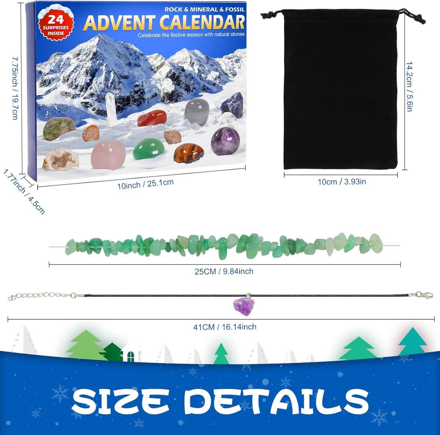 Adventskalender 2024 Kinder Heilsteine Fossilien Edelsteine