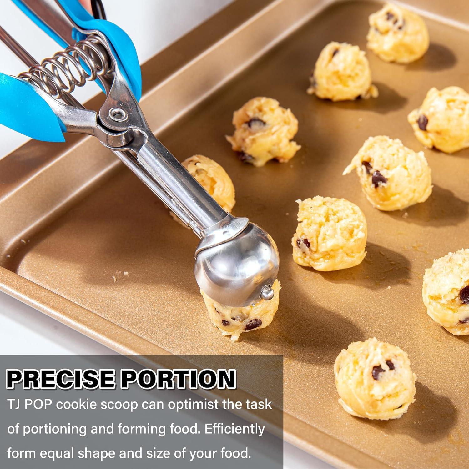 Eisportionierer Edelstahl 2,5 cm extra klein mit Auslöser, blau