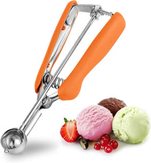 Eisportionierer Edelstahl 2,5 cm Eislöffel Auslöser Orange
