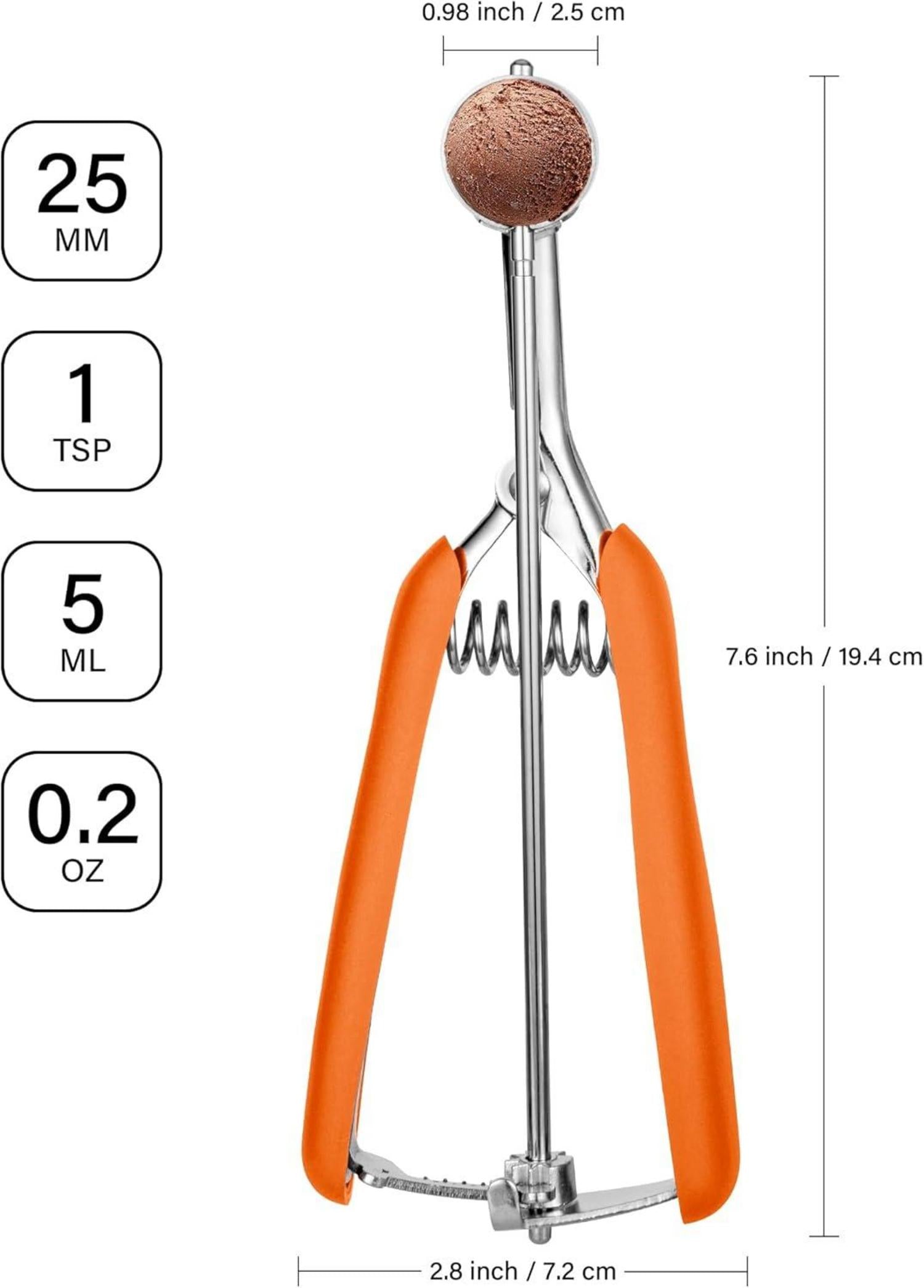 Eisportionierer aus Edelstahl 2,5cm mit Auslöser und Griff