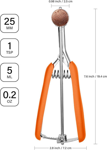 Eisportionierer aus Edelstahl 2,5cm mit Auslöser und Griff