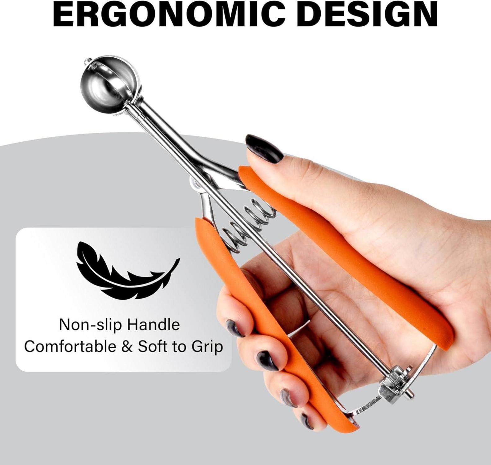 Eisportionierer Edelstahl 2,5 cm Auslöser Griff Orange 5ml