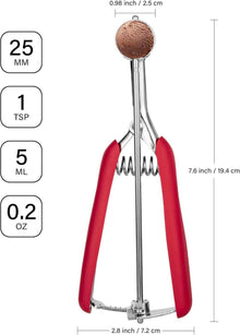 Eisportionierer Edelstahl 2,5 cm Trigger Release Griff Rot