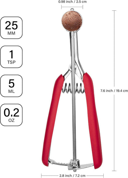Eisportionierer Edelstahl 2,5 cm Trigger Release Griff Rot