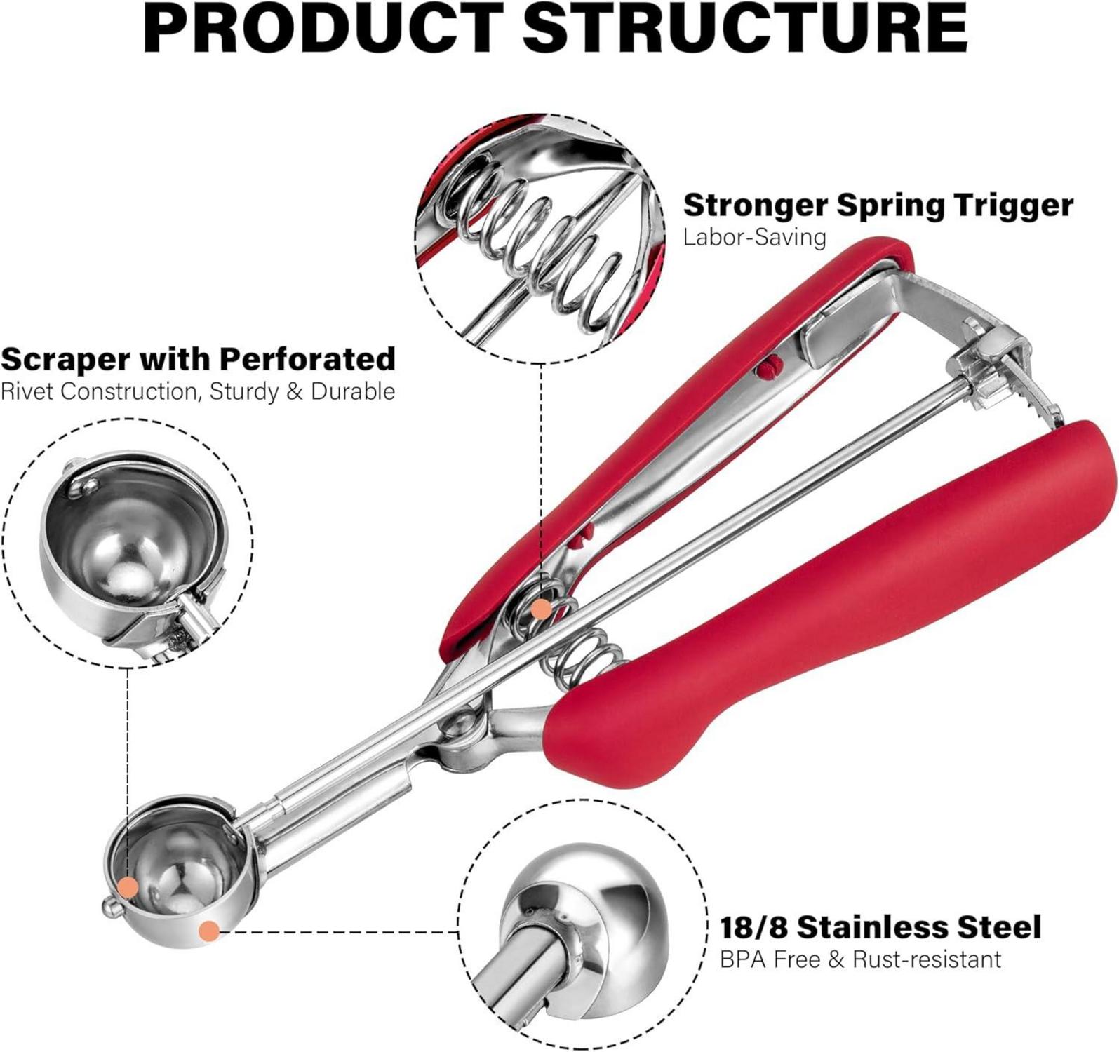 Eisportionierer Edelstahl 2,5 cm Auslöser Komfortabler Griff