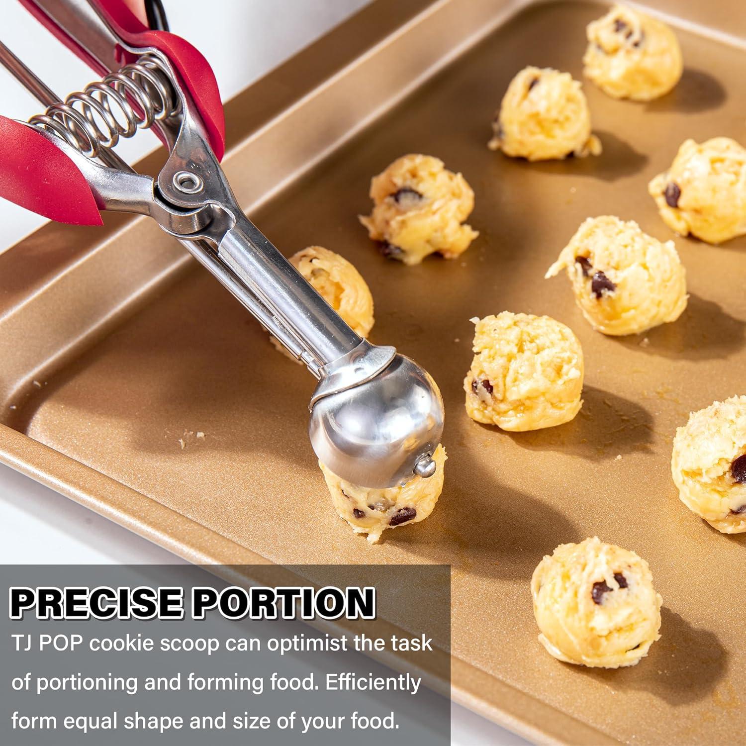 Eisportionierer Edelstahl 2,5 cm TJ POP Extra Klein Eislöffel Portionierer 5ml Griff Rot