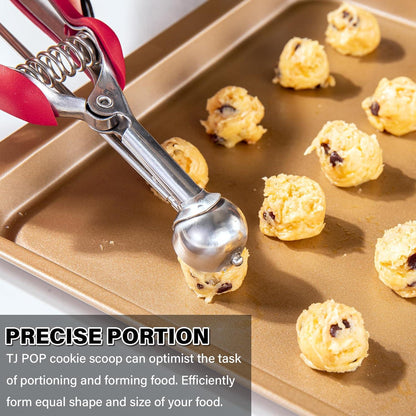 Eisportionierer Edelstahl 2,5 cm TJ POP Extra Klein Eislöffel Portionierer 5ml Griff Rot