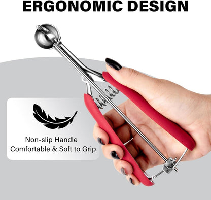 Eisportionierer Edelstahl 2,5cm Auslöser Griff Backen Rot