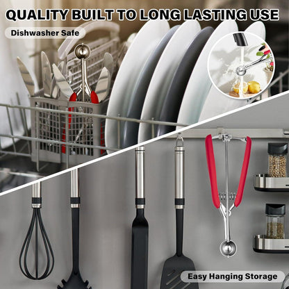 Eisportionierer Edelstahl 2,5 cm TJ POP Extra Klein Eislöffel Portionierer 5ml Griff Rot