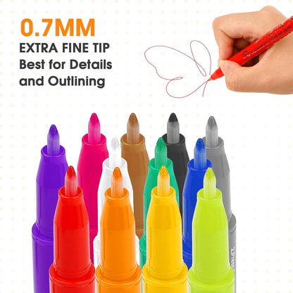 24 Colors Acrylic Paint Markers - Extra Fine Tip - Art