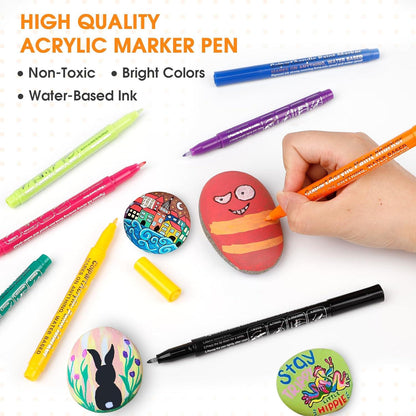 24 Colors Acrylic Paint Markers Extra Fine Tip DIY Art Supplies