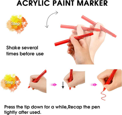 24 Colors Acrylic Paint Markers 0.7mm Extra Fine Tip for Rock Wood Canvas Glass Craft Art