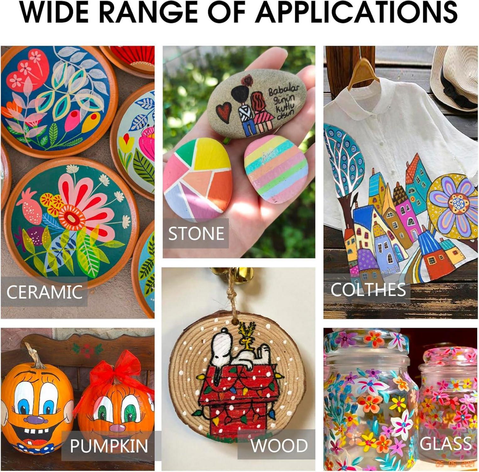 24 Colors Acrylic Paint Markers 0.7mm Fine Tip for Rock Painting Wood