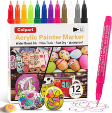 12Colors Acrylic Paint Markers, 0.7mm Extra Fine Tip Art Pens