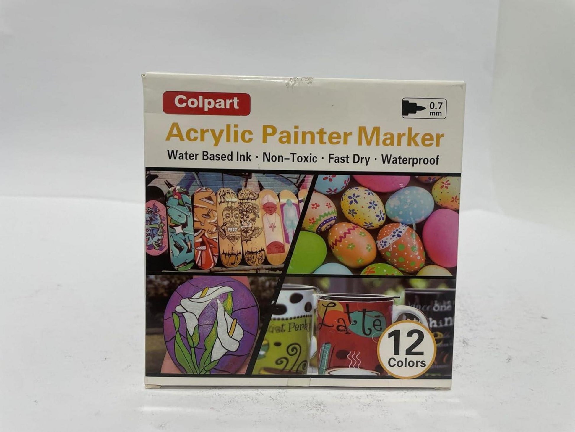 Acrylic Paint Markers 12Colors Extra Fine Tip for Rock Wood Glass Stone Canvas